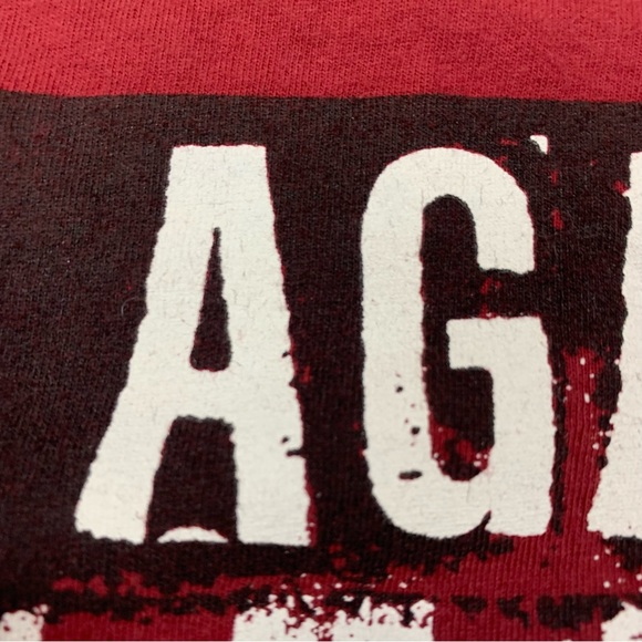 Rage Against The Machine Skull Skeleton Suits Gas Mask on Flag Graphic T-Shirt - Picture 3 of 5